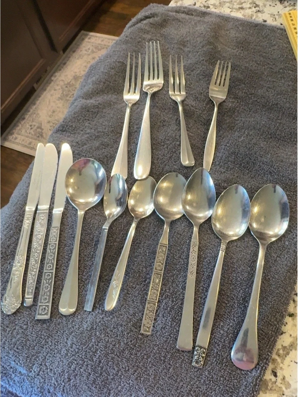 Vintage Mixed Stainless Flatware Lot 14 Pc Assorted Makers Japan Korea USA